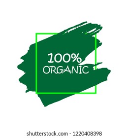 Organic products icon, food package label vector graphic design. Organic food logo, no chemicals sign, vector natural, organic food, bio, eco label and shape. Acrylic grunge tag organic farming label.