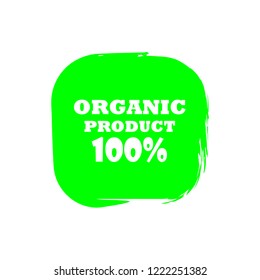 Organic products icon, food package label vector graphic design. Organic food logo, no chemicals sign, vector natural, organic food, bio, eco label and shape. Acrylic grunge tag organic farming label.