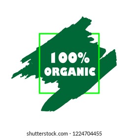 Organic products icon, food package label vector graphic design. Organic food logo, no chemicals sign, vector natural, organic food, bio, eco label and shape. Acrylic grunge tag organic farming label.