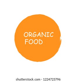 Organic products icon, food package label vector graphic design. Organic food logo, no chemicals sign, vector natural, organic food, bio, eco label and shape. Acrylic grunge tag organic farming label.