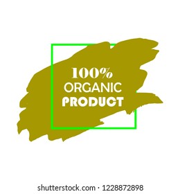 Organic products icon, food package label vector graphic design. Organic food logo, no chemicals sign, vector natural, organic food, bio, eco label and shape. Acrylic grunge tag organic farming label.