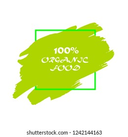 Organic products icon, food package label vector graphic design. Organic food logo, no chemicals sign, vector natural, organic food, bio, eco label and shape. Acrylic grunge tag organic farming label.