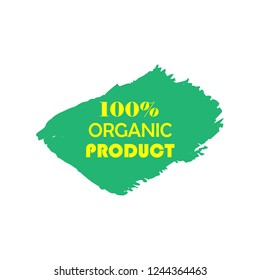 Organic products icon, food package label vector graphic design. Organic food logo, no chemicals sign, vector natural, organic food, bio, eco label and shape. Acrylic grunge tag organic farming label.