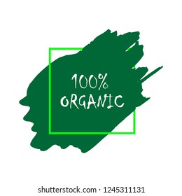 Organic products icon, food package label vector graphic design. Organic food logo, no chemicals sign, vector natural, organic food, bio, eco label and shape. Acrylic grunge tag organic farming label.