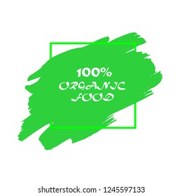 Organic products icon, food package label vector graphic design. Organic food logo, no chemicals sign, vector natural, organic food, bio, eco label and shape. Acrylic grunge tag organic farming label.