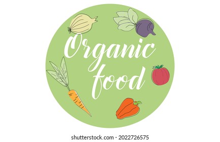 Organic products logo. Healthy organic eco vegetarian food. Logo of fresh agricultural products.