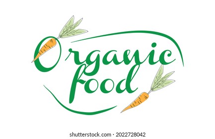 Organic products logo. Healthy organic eco vegetarian food. Logo of fresh agricultural products.