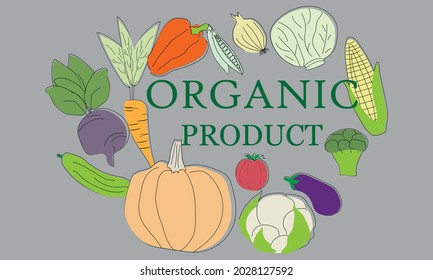Organic products logo. Healthy organic eco-vegetarian food. Logo of fresh agricultural products.