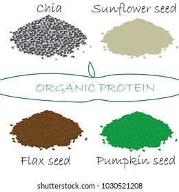 Organic protein,seeds illustration. Vector set