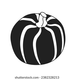 Organic pumpkin thanksgiving black and white 2D cartoon object. Autumn harvest festival. Vegetable veggie isolated vector outline item. Fall season. Autumnal monochromatic flat spot illustration