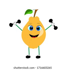 organic quince cartoon vector illustration

