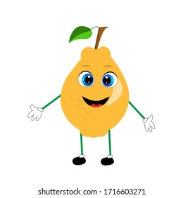 organic quince cartoon vector illustration

