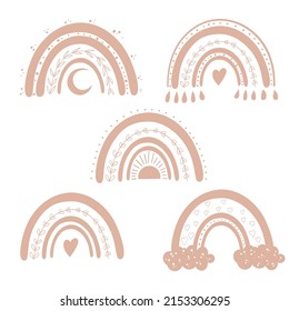 Organic Rainbow Clip Art. Boho elements.