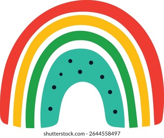 organic rainbow with dots doodle style vector art.