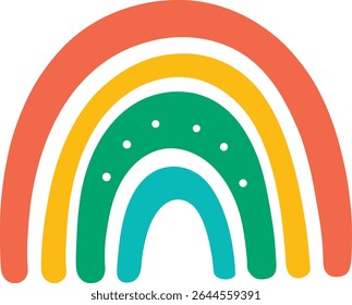 Arco iris orgánico con el Arte vectorial del estilo del doodle del patrón.