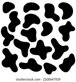 Organic Random Shapes. Organic Irregular Spot, Stone Or Black Blobs. Abstract Pebble Silhouettes, Blotch And Inkblot. Simple Liquid Splodge Elements Water Forms. Stock Vector Minimal Bubble.