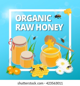 Organic Raw Honey Banner. 