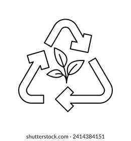 Organic recycle color line icon. Composting. Vector isolated element. Editable stroke.