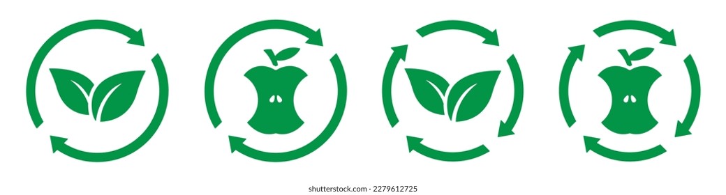 Icono de reciclaje orgánico. Icono de reciclaje compuesto, ilustración vectorial