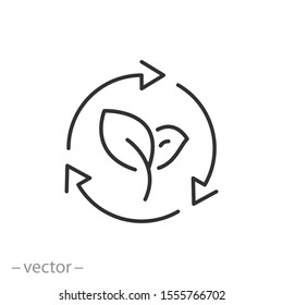 Organic Recycle Icon, Eco Care, Reusable Environmental, Ecology Friendly Reuse, Logo, Thin Line Web Symbol On White Background - Editable Stroke Vector Illustration Eps 10