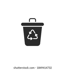 Organic recycle icon. Environmentally Friendly. Eco green symbol with tree and recycling or rotation arrow. Solid or glyph pictogram style. Vector illustration. Design on white background. EPS 10