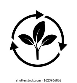 Organic recycle vector icon, eco care illustration sign, reusable environmental symbol, ecology friendly reuse logo.