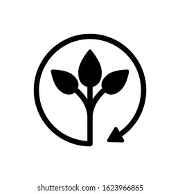 Organic recycle vector icon, eco care illustration sign, reusable environmental symbol, ecology friendly reuse logo.