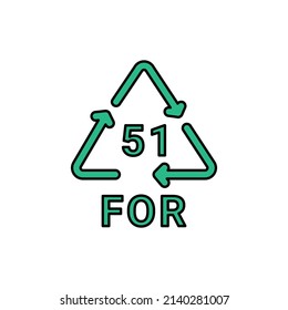 Organic recycling FOR 51 line icon. Consumption code. Editable stroke.