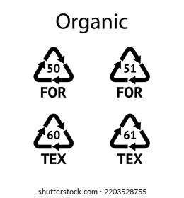 Organic Recycling codes. Recycling symbol on an isolated background. Mobius strip.
Special icon for sorting and recycling. Secondary use. Vector illustration for Packaging.

