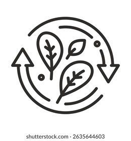 Organic recycling icon. Eco care. Linear vector illustration. Environmental care. Simple symbol. Eco friendly reuse.