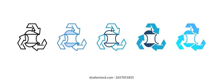 Organic Recycling icon set multiple style collection