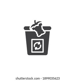 Organic Recycling Waste Vector Icon. Filled Flat Sign For Mobile Concept And Web Design. Food Trash Bin Glyph Icon. Symbol, Logo Illustration. Vector Graphics