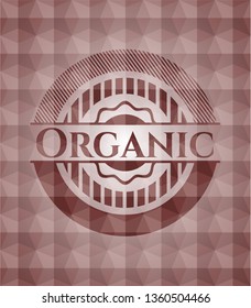 Organic red emblem with geometric pattern. Seamless.