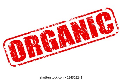 Organic red stamp text on white