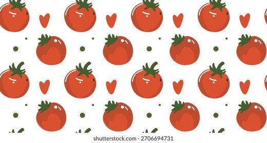 ilustração de vetor sem emenda de tomate vermelho orgânico