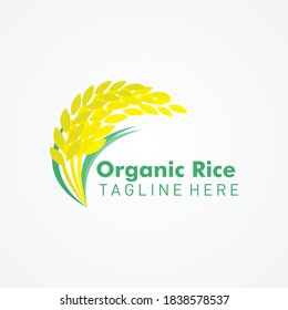 The organic rice logo with a combination of colors from light to dark colors defines the growth of organic rice, which is perfect for your product brand