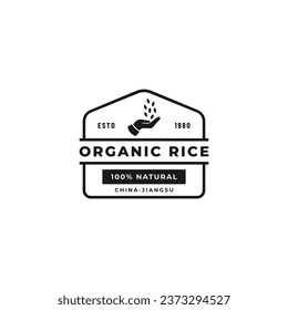 Organic rice logo or Organic rice label vector isolated in flat style. Best organic rice logo for websites, print design, packaging product, and more about Organic rice.