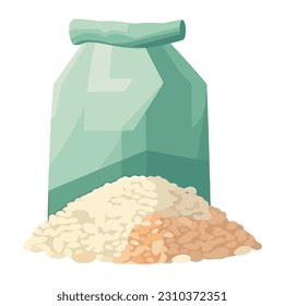 Organic rice in packet, isolated illustration icon isolated