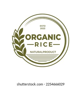 Organic rice Vintage Retro logo design inspiration, circle wheat logo symbol. Can be used for Agriculture Logo,stamp,template,badge vector design