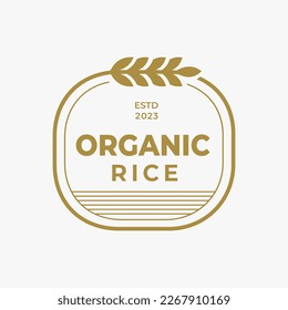 Organic rice Vintage Retro logo design inspiration, circle wheat logo symbol. Can be used for Agriculture Logo, stamp, template, badge vector design