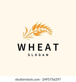 Organic Rice Wheat Logo Agriculture Crop Bread Material Design Design Retro Vintage