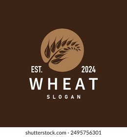 Organic Rice Wheat Logo Agriculture Crop Bread Material Design Design Retro Vintage