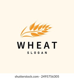 Organic Rice Wheat Logo Agriculture Crop Bread Material Design Design Retro Vintage