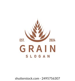 Organic Rice Wheat Logo Agriculture Crop Bread Material Design Design Retro Vintage