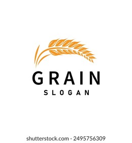 Organic Rice Wheat Logo Agriculture Crop Bread Material Design Design Retro Vintage