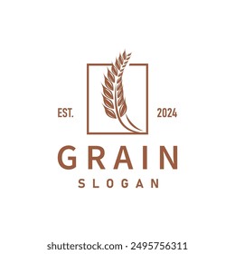 Organic Rice Wheat Logo Agriculture Crop Bread Material Design Design Retro Vintage