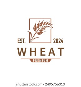 Organic Rice Wheat Logo Agriculture Crop Bread Material Design Design Retro Vintage