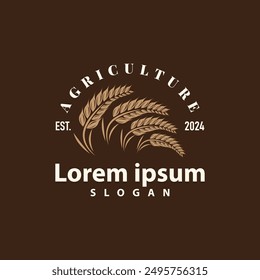 Organic Rice Wheat Logo Agriculture Crop Bread Material Design Design Retro Vintage