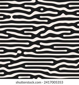 Organic Rounded Maze Lines Seamless Pattern. Abstract Background in Biological Style. Vector Illustration.