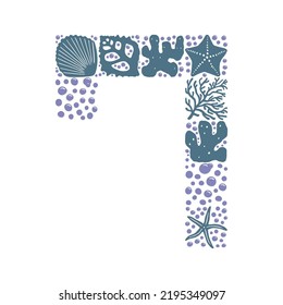 Organic rounded shapes, abstract creative minimalist number seven, 	rounded freeform